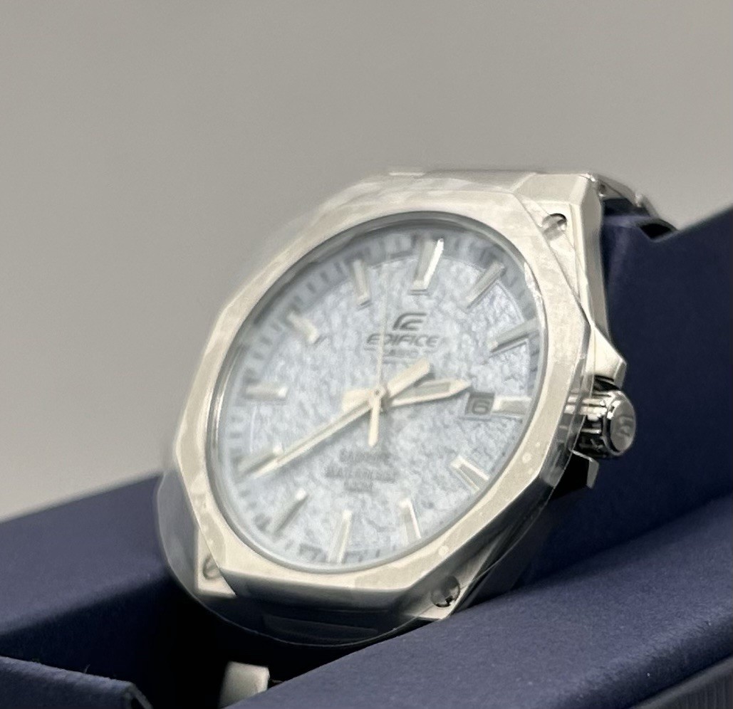 Casio Edifice Men’s Slim Octagonal Light Blue Textured Dial Quartz 40mm Watch