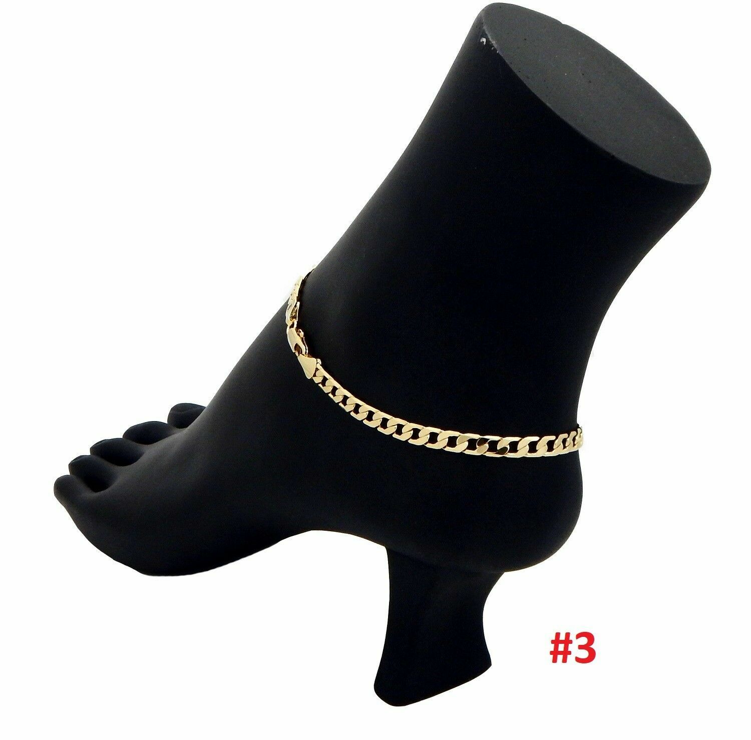 CUBAN CURB LINK CHAIN ROPE MARINER ANKLET ANKLE BRACELET 14K ITALY GOLD PLATED