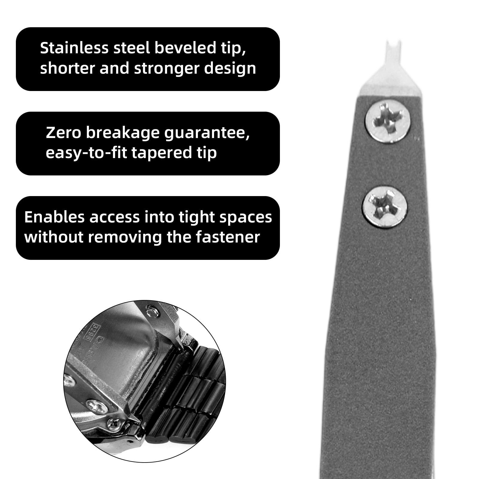 Penitue 7825 Watch Spring Bar Tweezers, Aluminum Alloy Pliers Gray