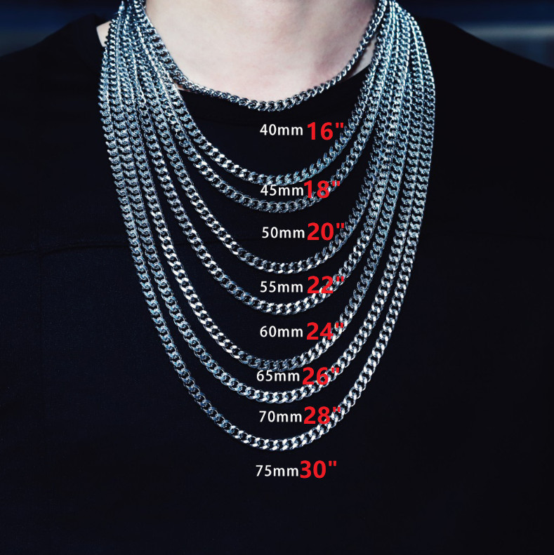 Stainless Steel Cuban Curb Chain Silver 16″-30″ Men Necklace 2/3/5/7/9/11/13mm