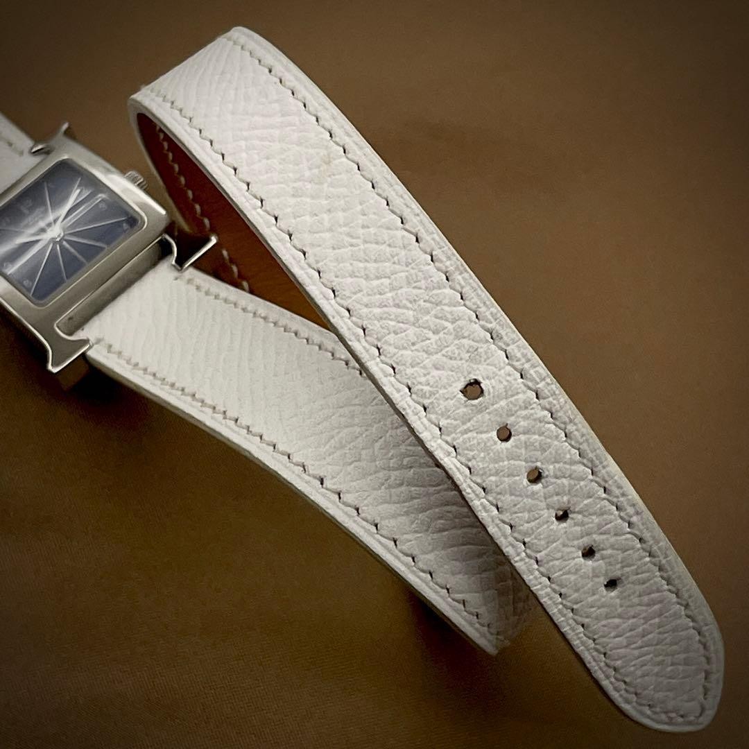 Hermes H Watch HH1.210 Double Tour Quartz White Ladies Japan 075605