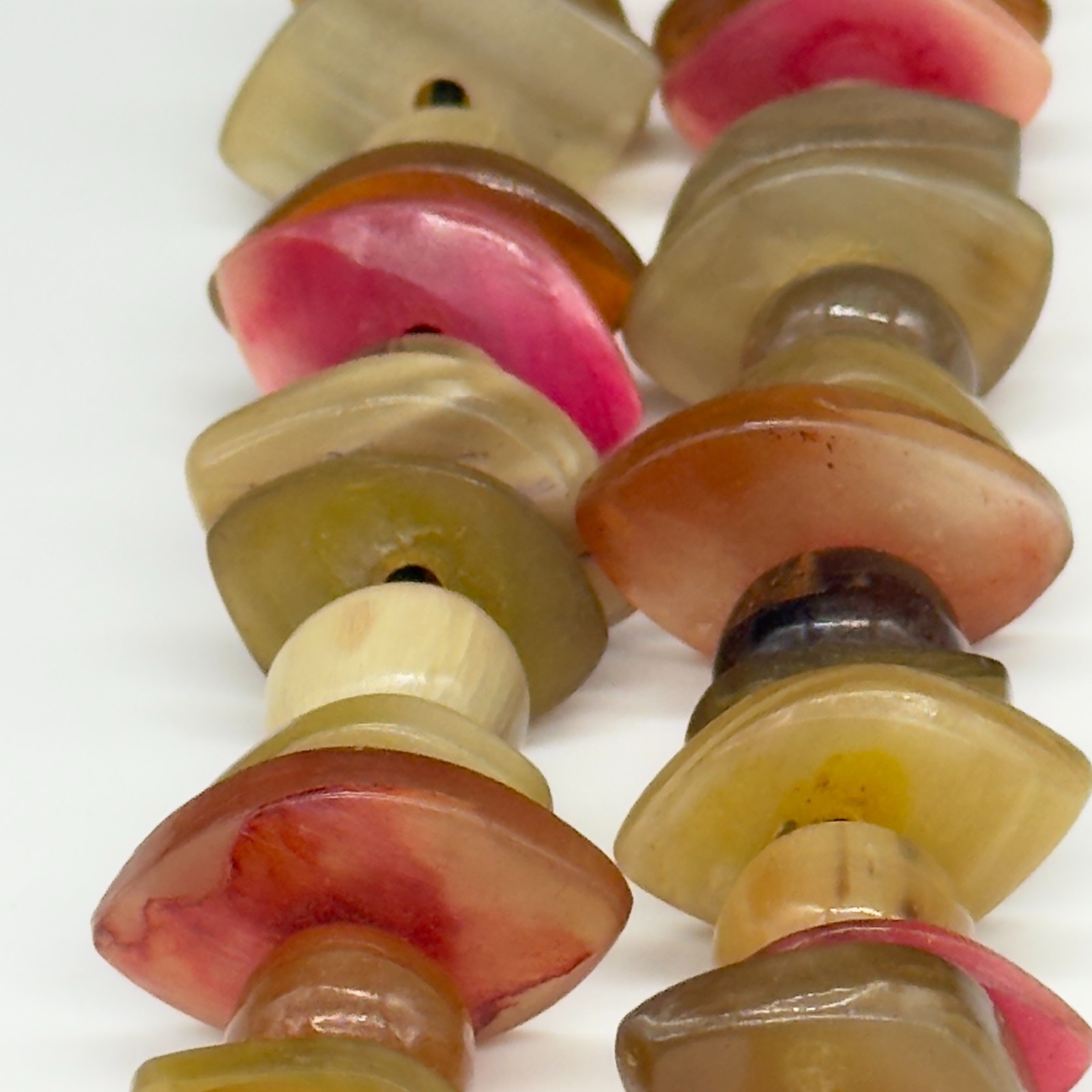 Vintage Necklace Acrylic Lucite Multi Color Beads Pink Green Cream 30 Inches