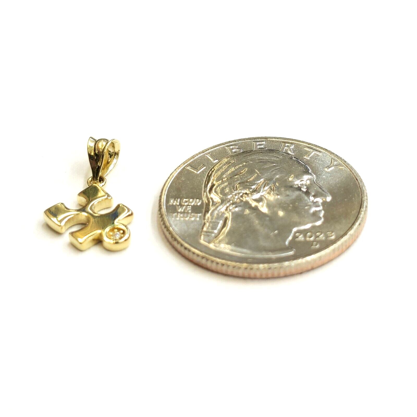 14k yellow Gold Tiny puzzle piece Pendant charm unisex gift fine jewelry 0.8g