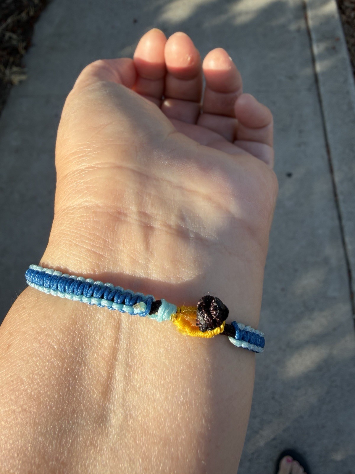 Blue Braided Cord Slide Bracelet with White Barrel Bead Charm (Length 18cm)