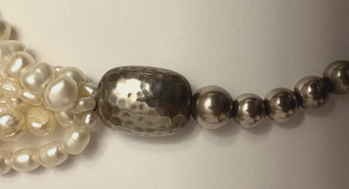 Silpada Multi Strand Fresh Water Pearl & Sterling Silver Bead Necklace