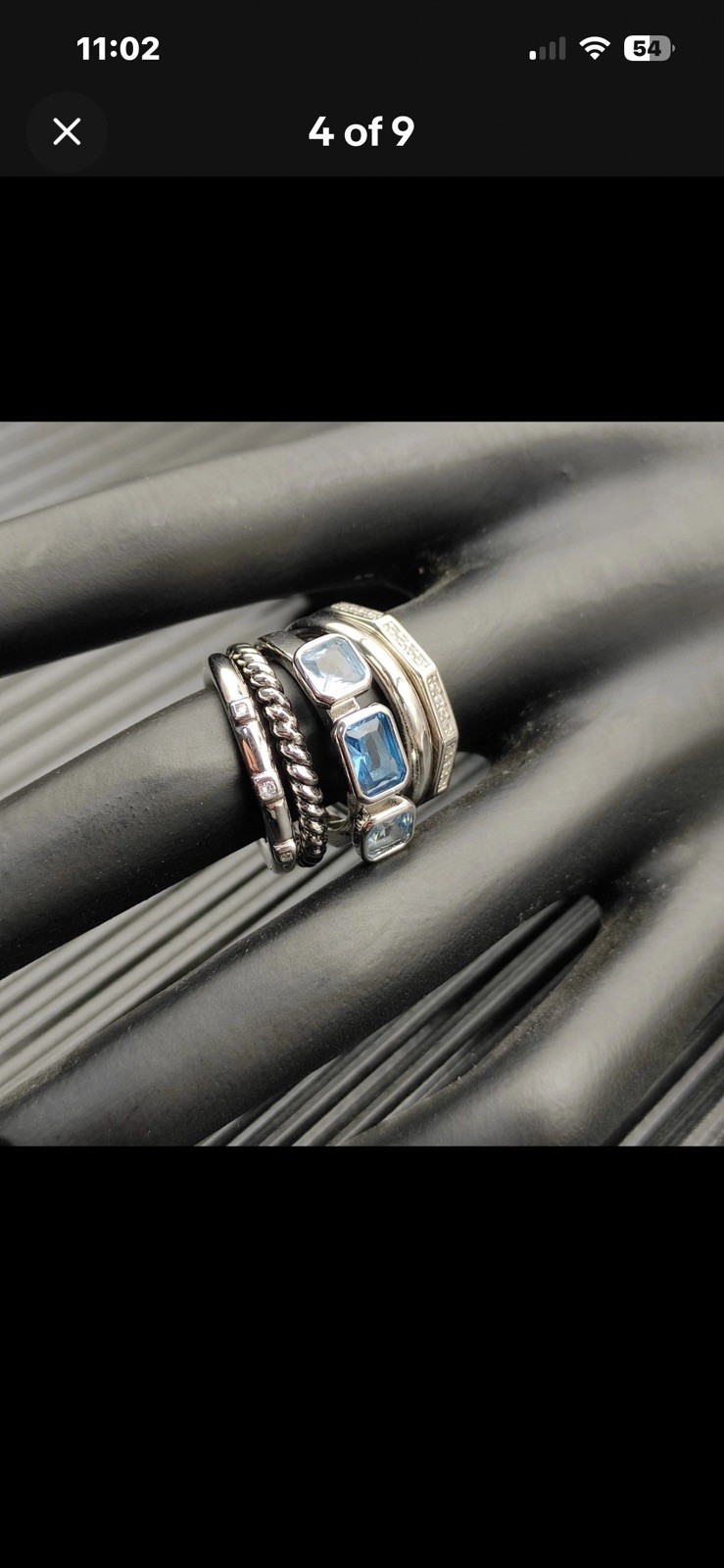 DAVID YURMAN 925 Sterling Silver Blue Topaz Cable Stack Ring size 8