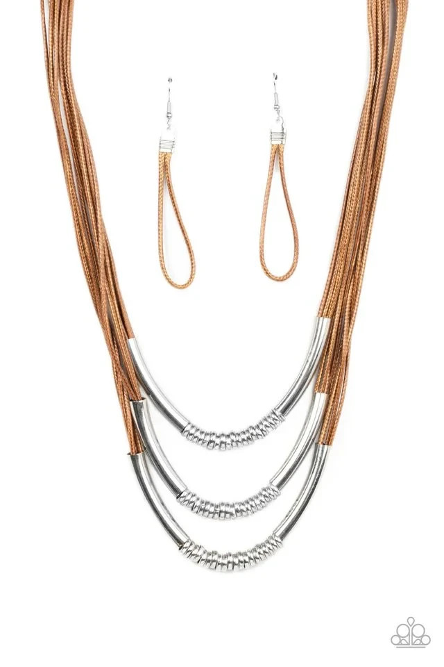 Paparazzi ~ Mechanical Mania Brown Necklace Set With Earrings