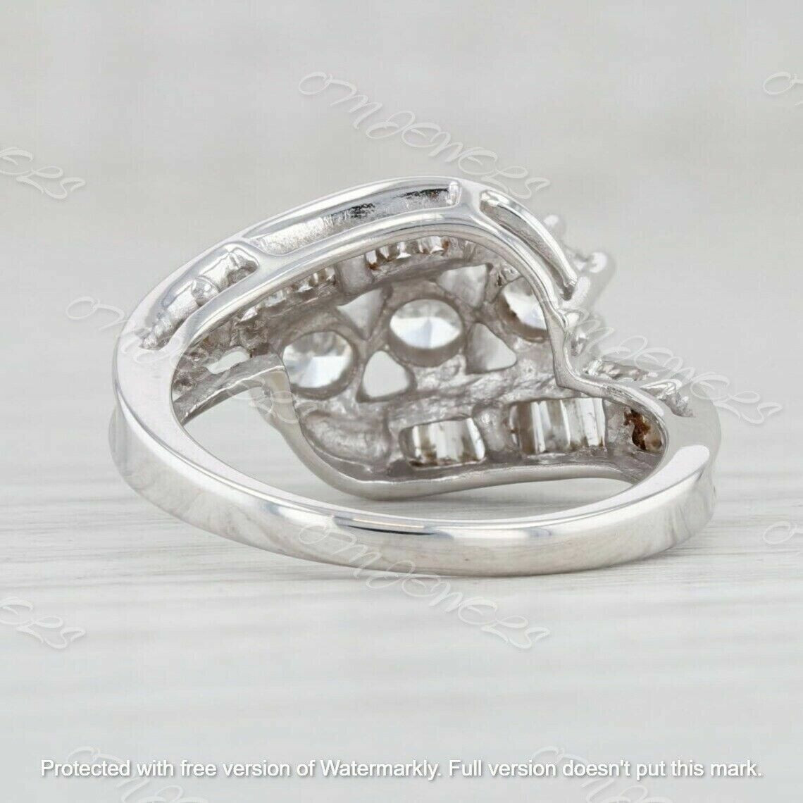 2Ct Lab-Created Diamond Solitaire With Accents Engagement Ring 14K White Gold F