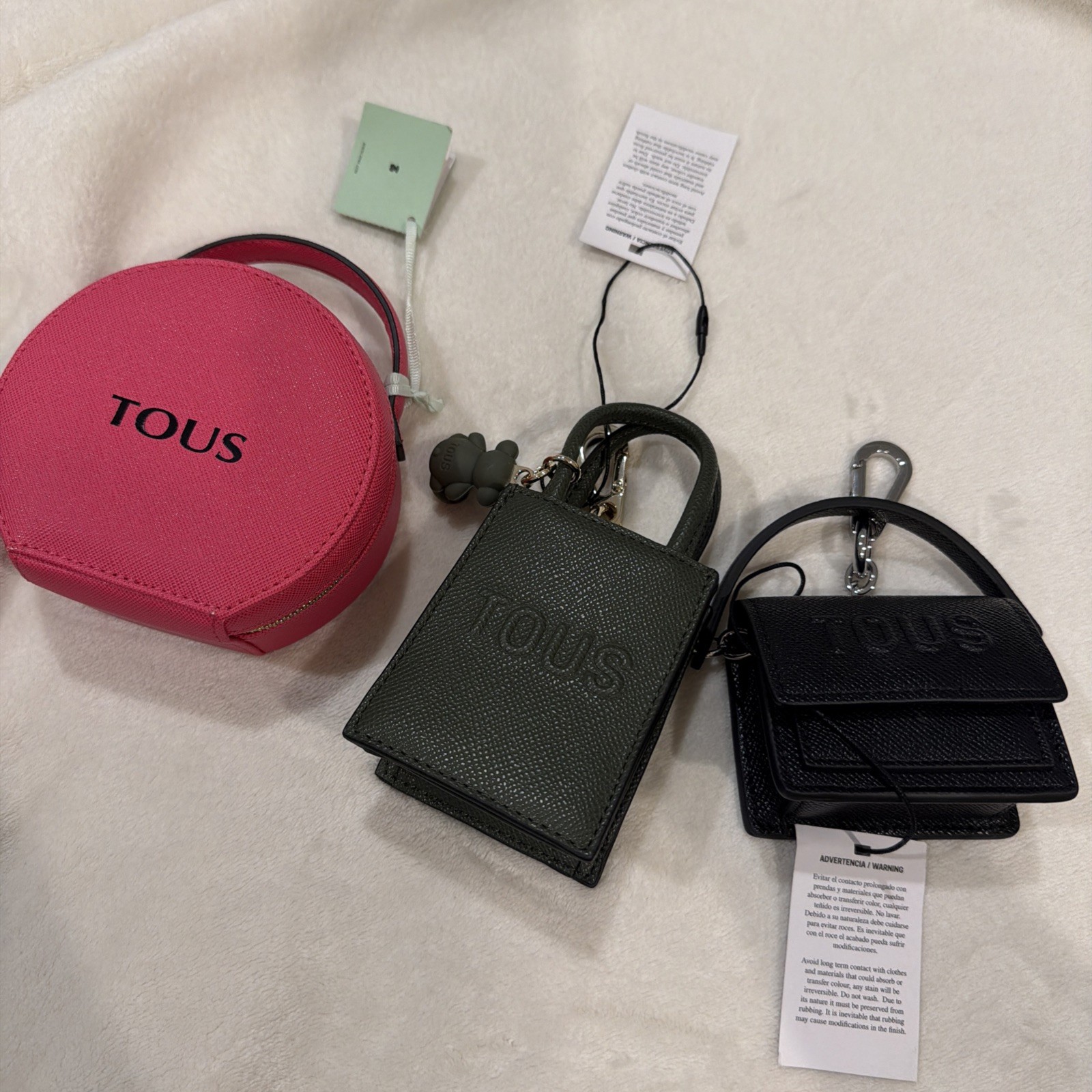 TOUS 2 Charm Bag Accessories Chain Handbags and 1 Tous Rounded Jewelry Case!