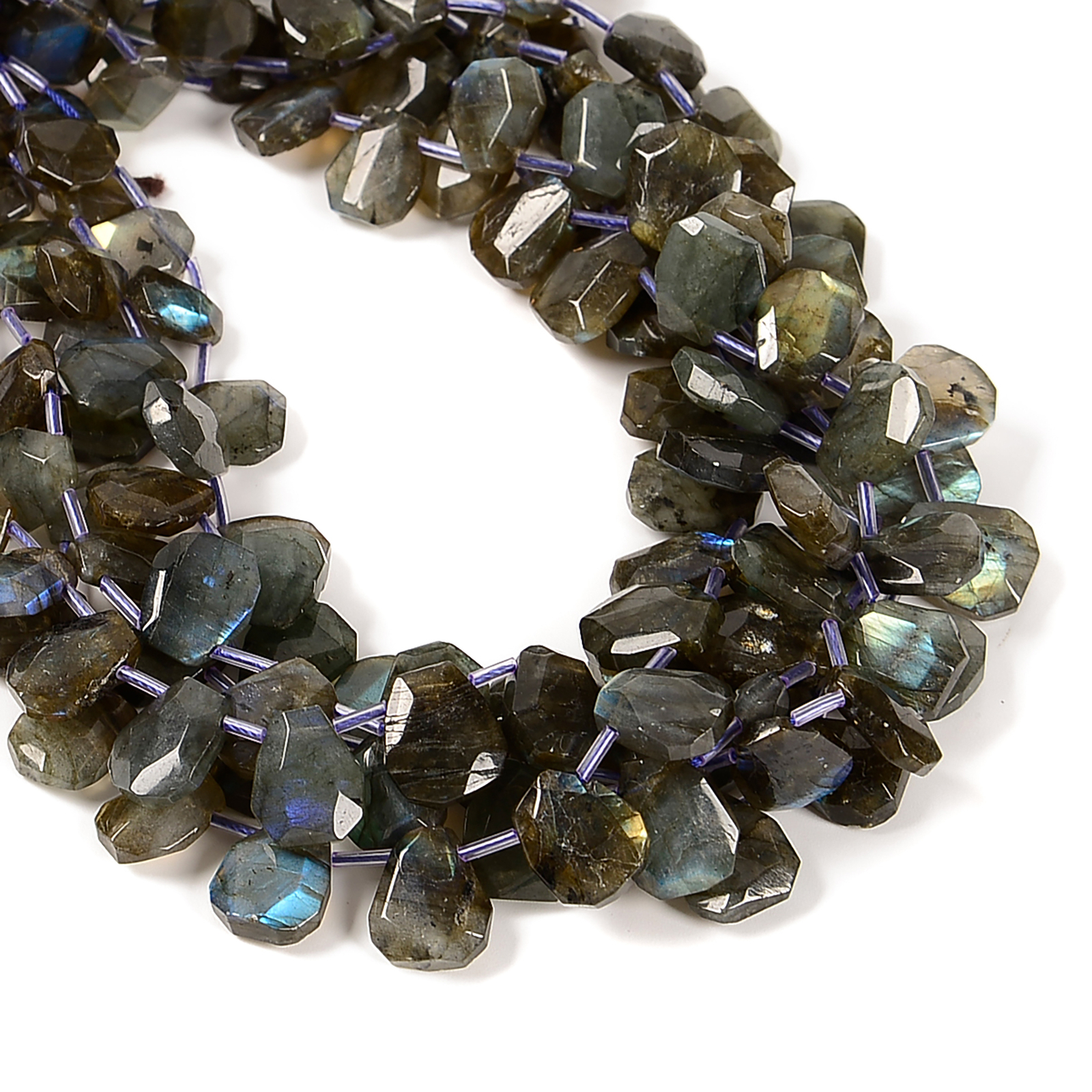 Natural Labradorite Faceted Trapezoid Shape Beads 10x12mm-12x15mm 15.5” Strand