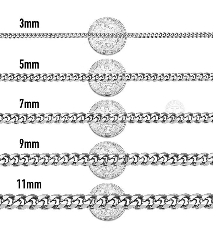 16-34″ Stainless Steel Silver Chain Cuban Curb Mens Men Womens Necklace 3-11 mm