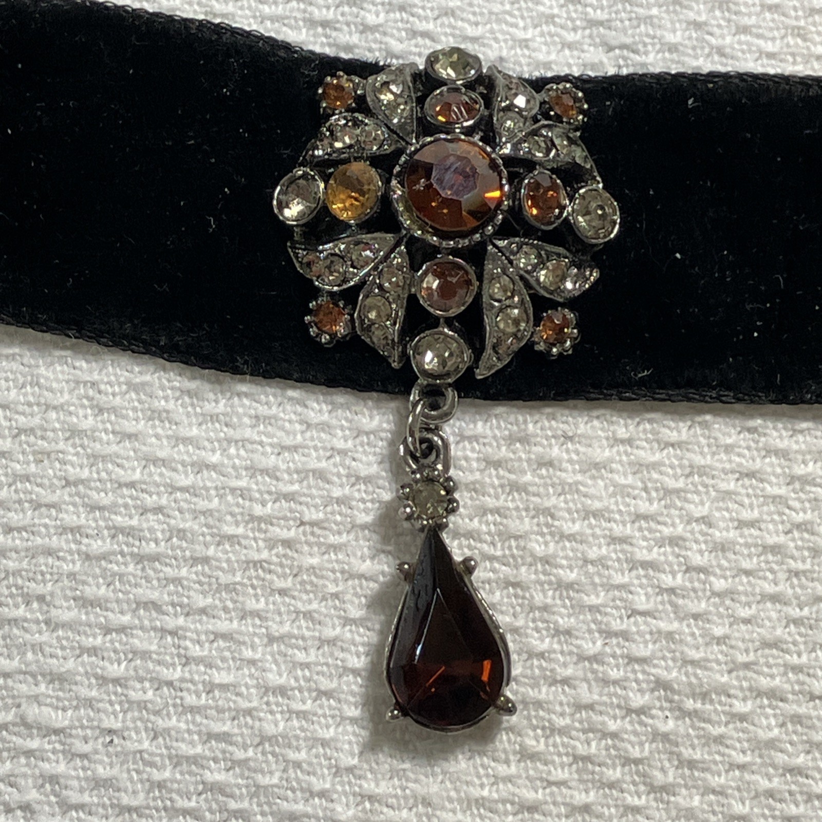 Arthur Pepper Signed ART Choker Necklace Black Velvet with Gun Metal Accents