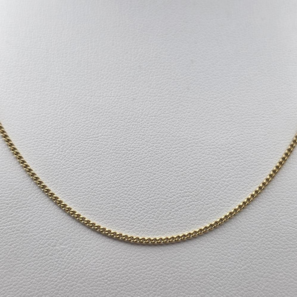 18″ 14K Yellow Gold 1.3mm Curb Link Chain Necklace w Spring Ring Clasp 1963PR