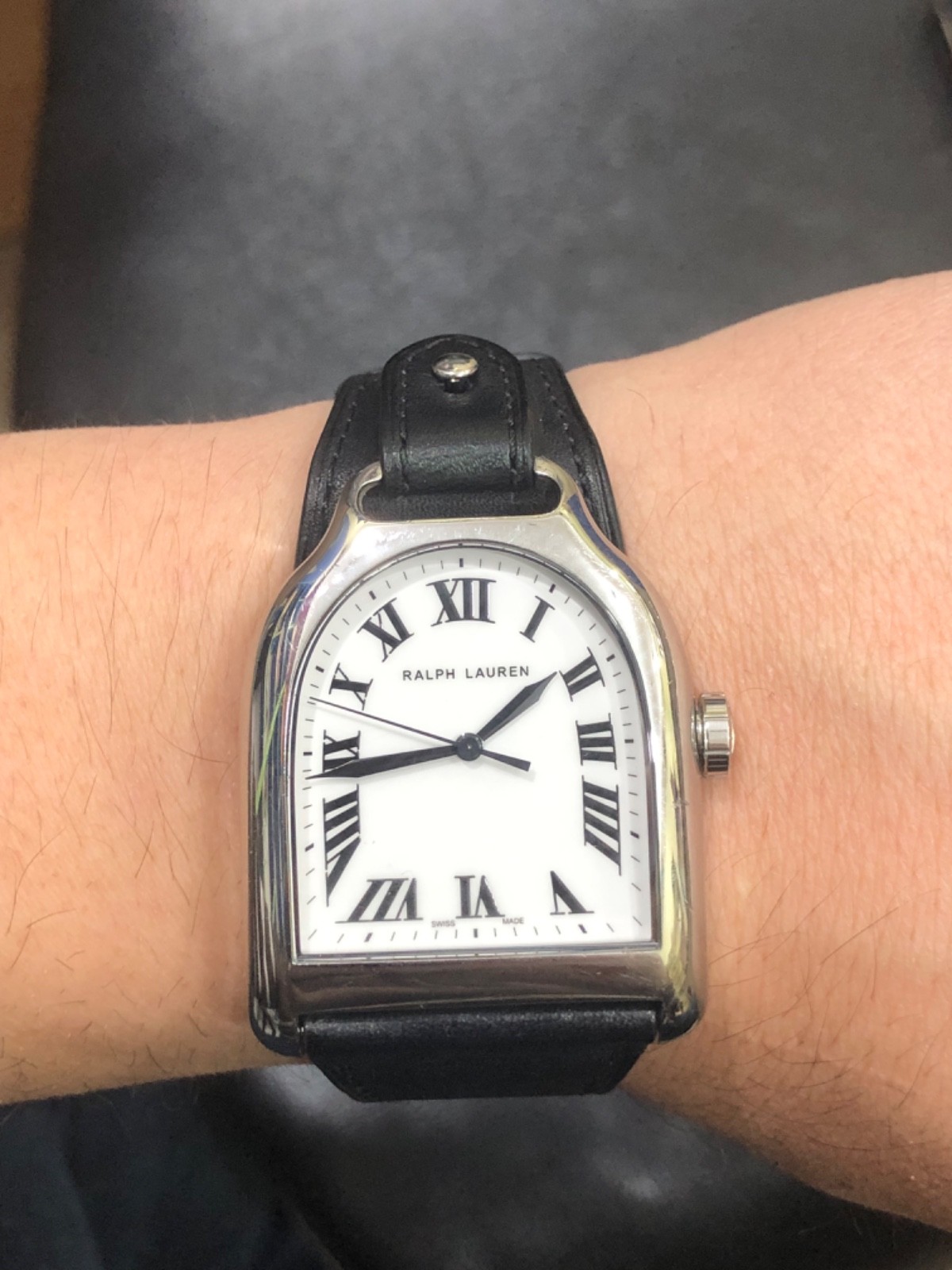 Ralph Lauren Stirrup Large Model Mens Watch Cal RL300.1 Leather K00302 Swiss