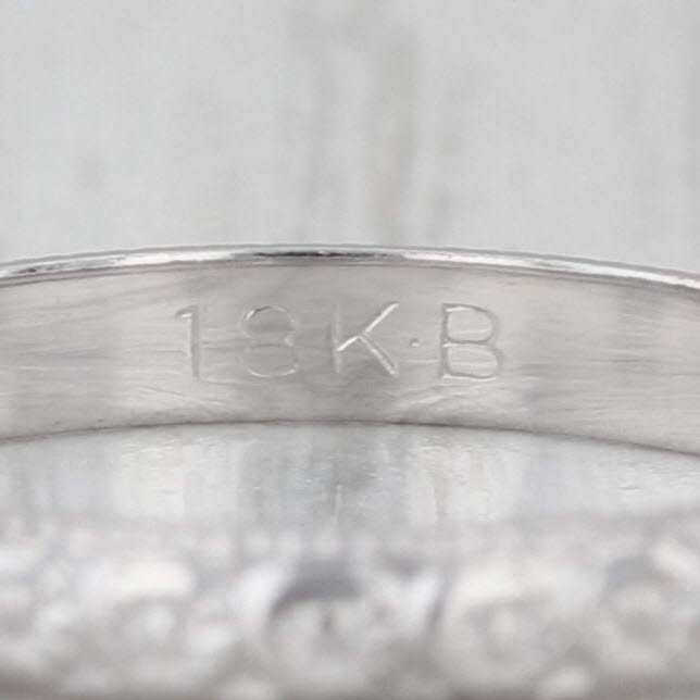 Art Deco Die Struck Floral Pattern Ring 18k White Gold Sz 5.5-5.75 Wedding Band