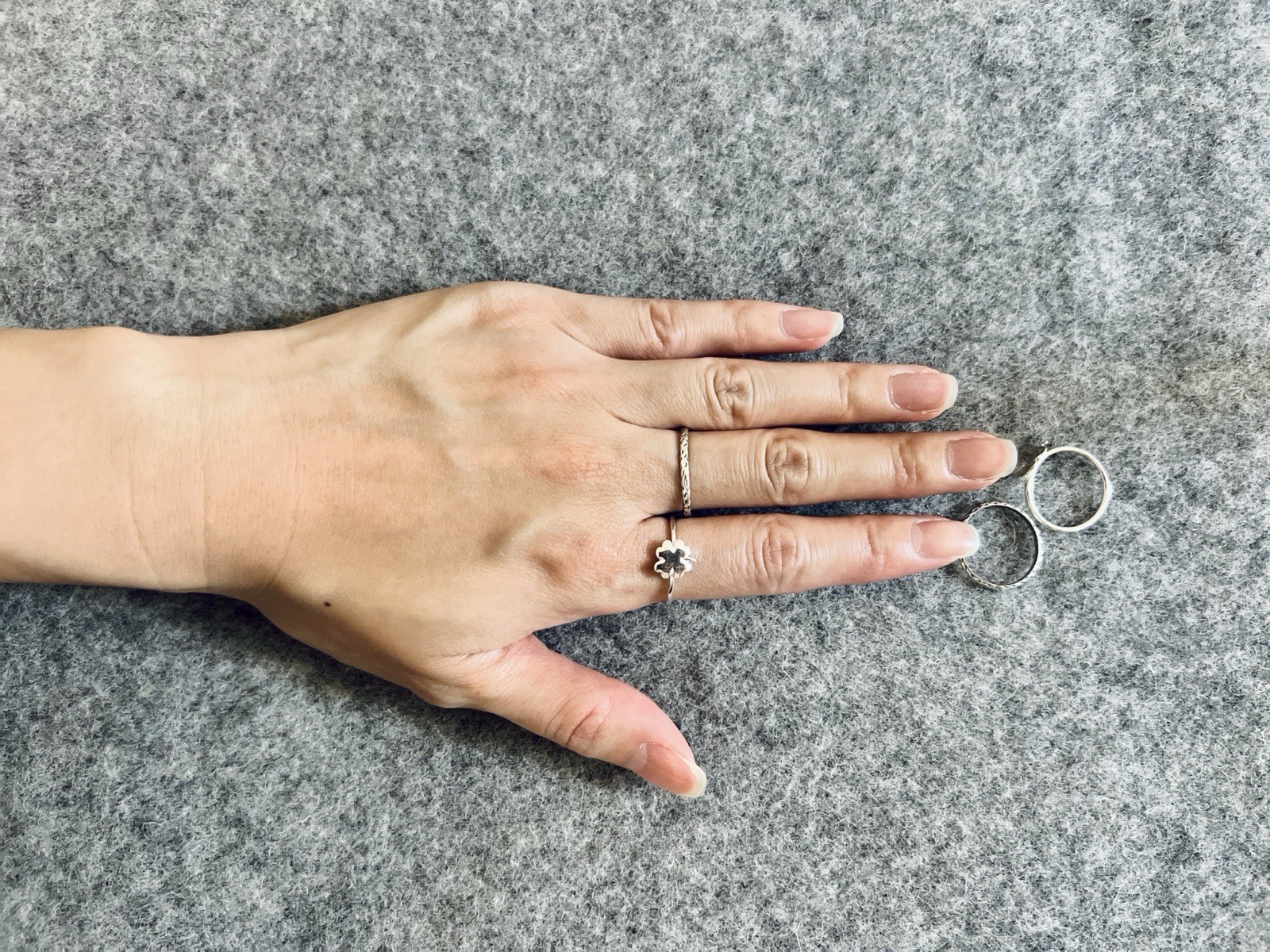 925 Sliver Ring Set 4 Pieces_US Size 7 ( Diameter 1.7 cm)