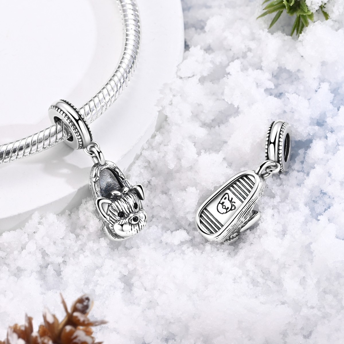 MULA Original 925 Sterling Silver DIY Charm Cute Dog Shoes Pendant fit Bracelet