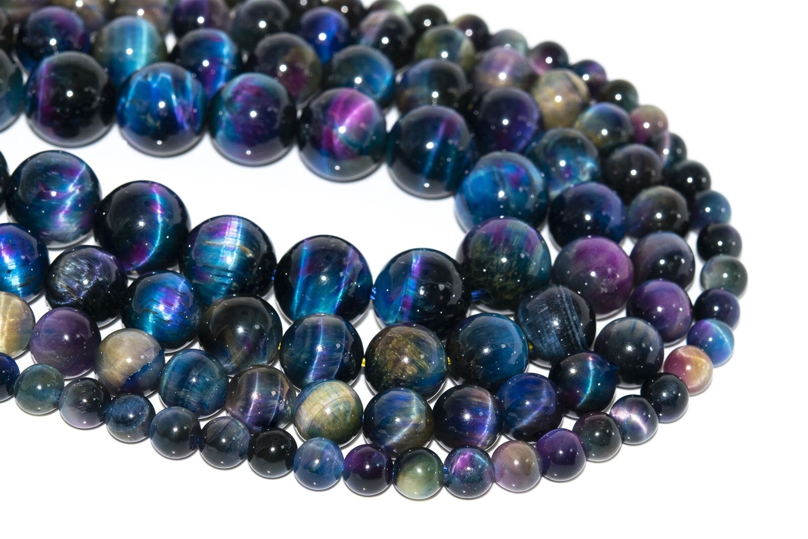 Cat Eye Aurora Tiger Eye Beads Round Gemstone Loose Beads 4/6/8/10/11-12MM