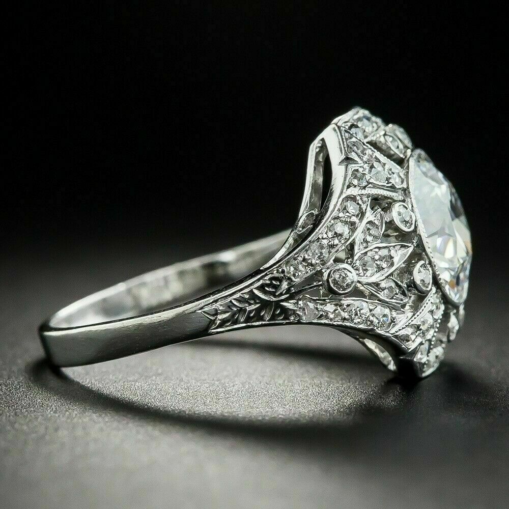 3.0 Ct Simulated Diamond Vintage Retro Wedding Cocktail Ring 925 Sterling Silver