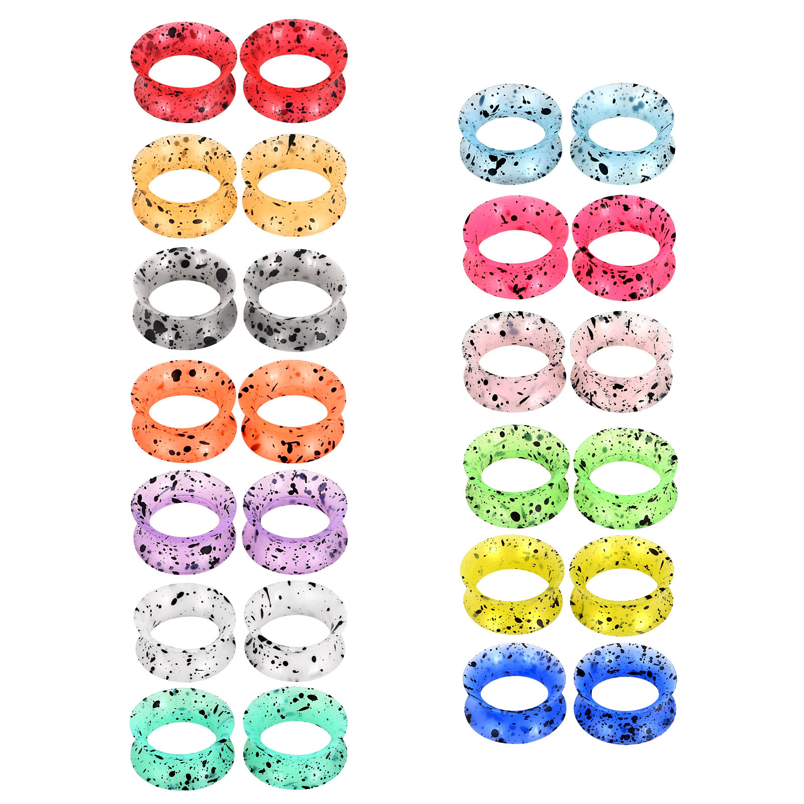 2 Pcs Thin Flexible Silicone Tunnels Ear Gauges Plugs Earskin Expander 2g-3/4″