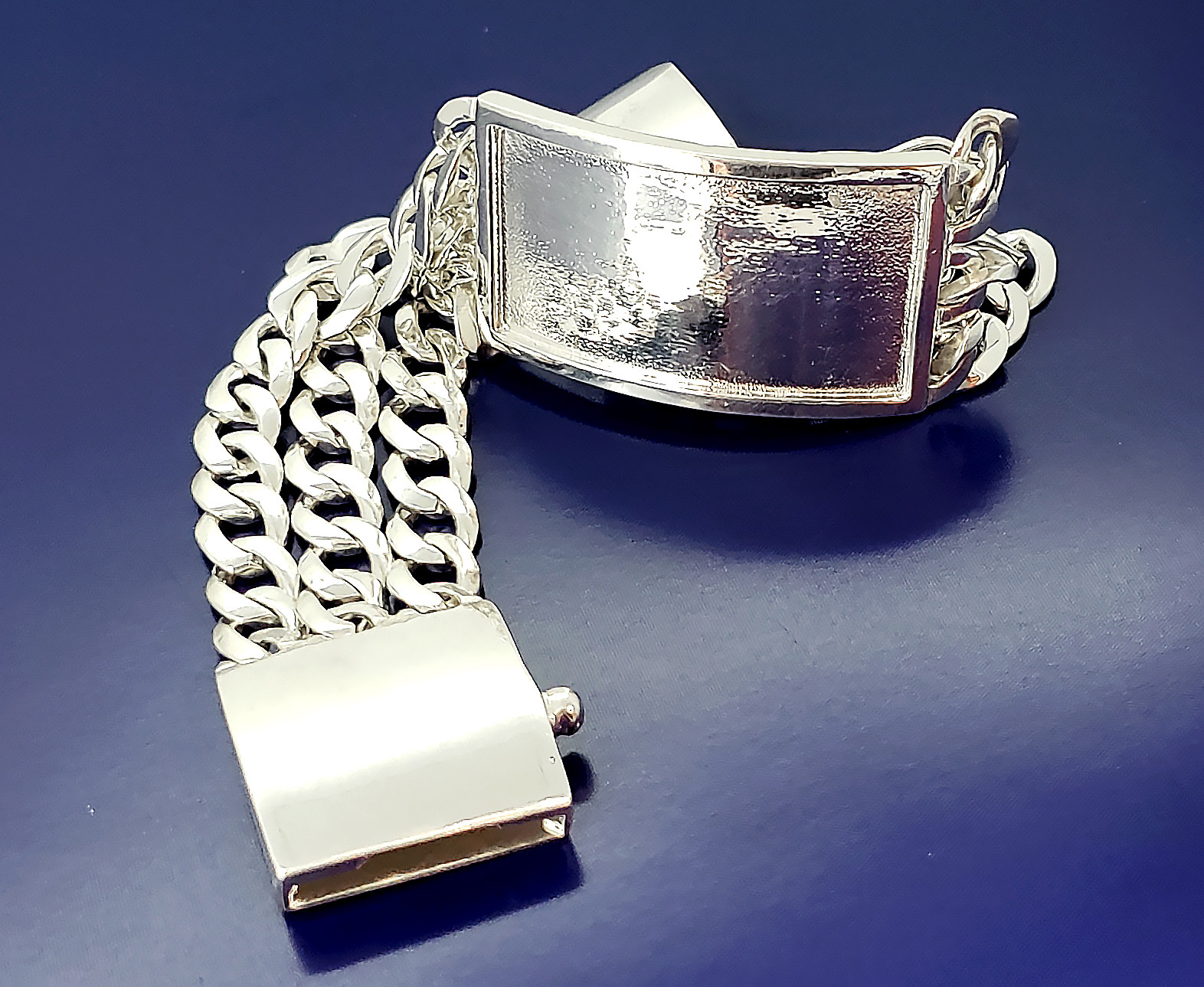 26 mm Solid Heavy Sterling Silver 3 Row Cuban Link ID Bracelet 8 Inches 65 Grams