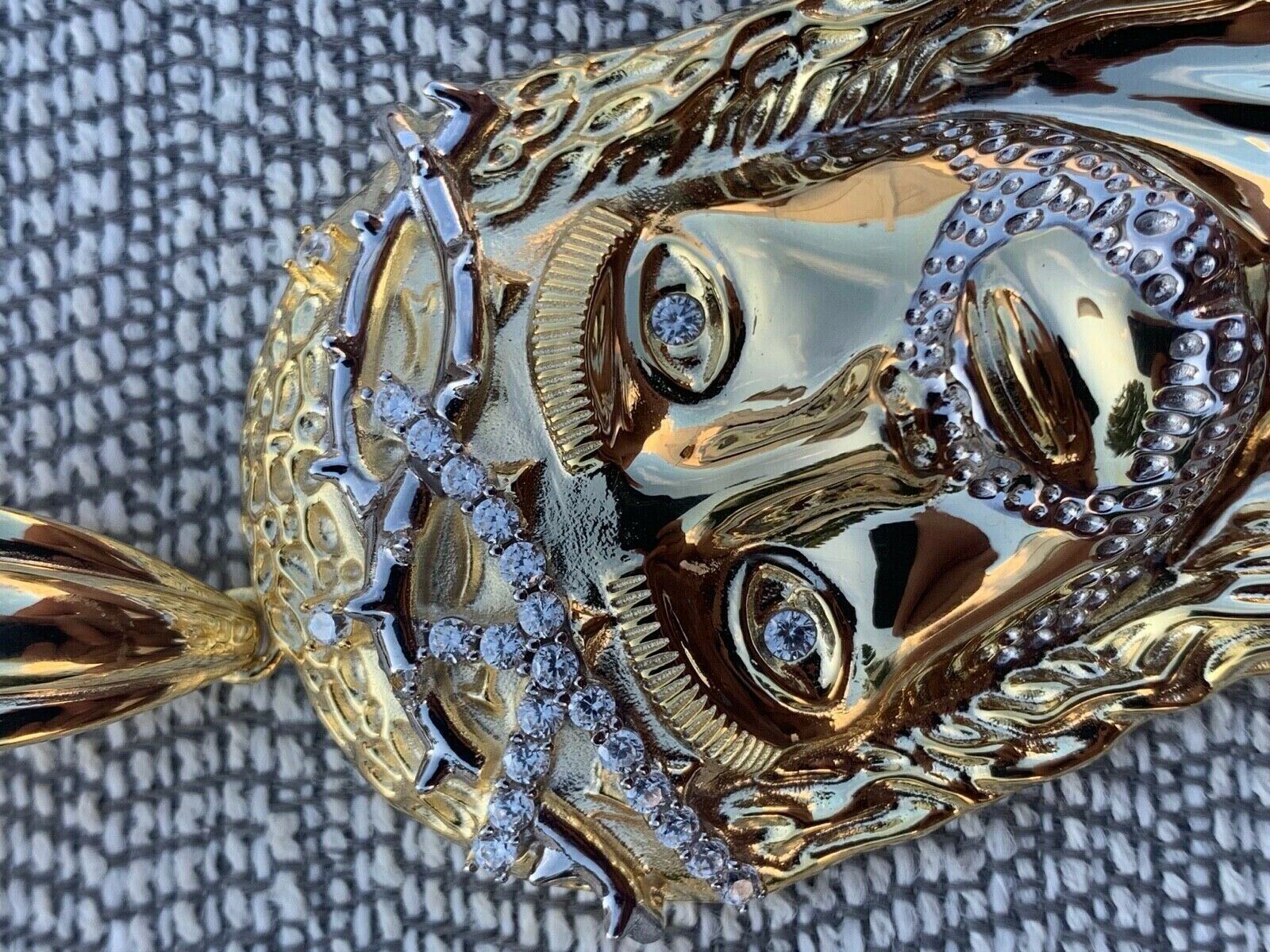 Solid 925 Silver 14k Gold Plated Jesus Piece ITALY Necklace HIP HOP Real Iced