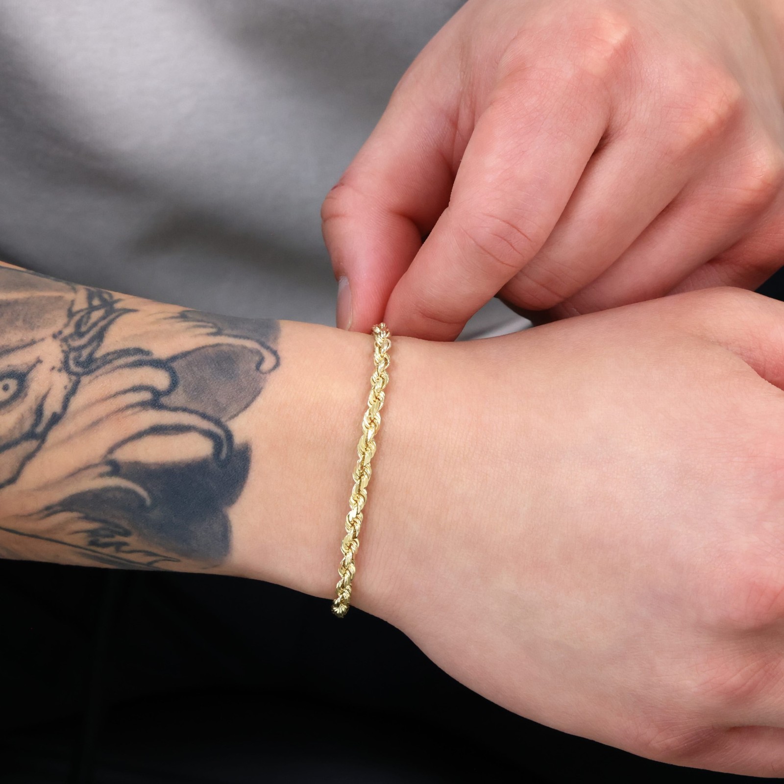 14K Yellow Gold 1.5mm-10mm Solid Diamond Cut Rope Chain Bracelet 7″ 7.5″ 8″ 9″