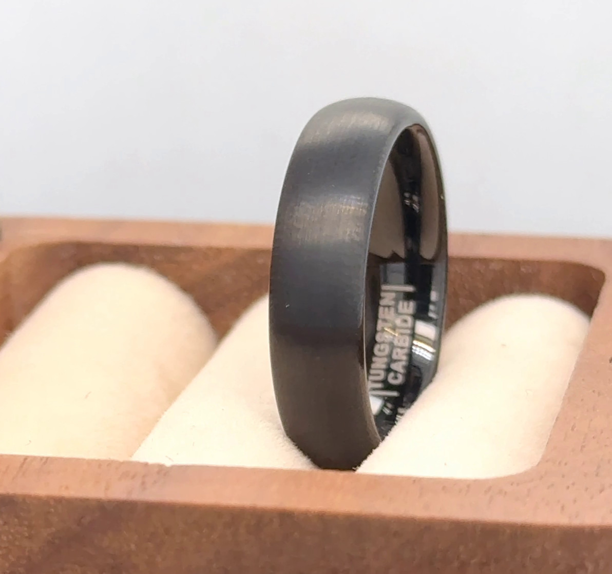 Black Tungsten Engraved Band Brushed Polished Comfort Fit Ring Wife Gifts Band