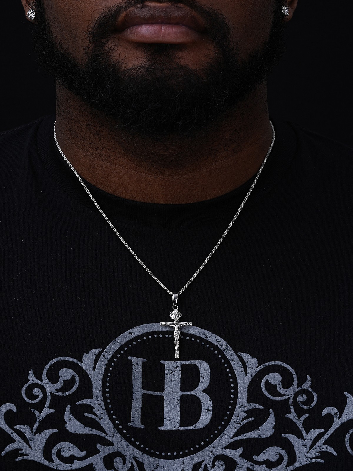 Real Solid 925 Sterling Silver Plain Inri Cross Jesus Crucifix Pendant Necklace