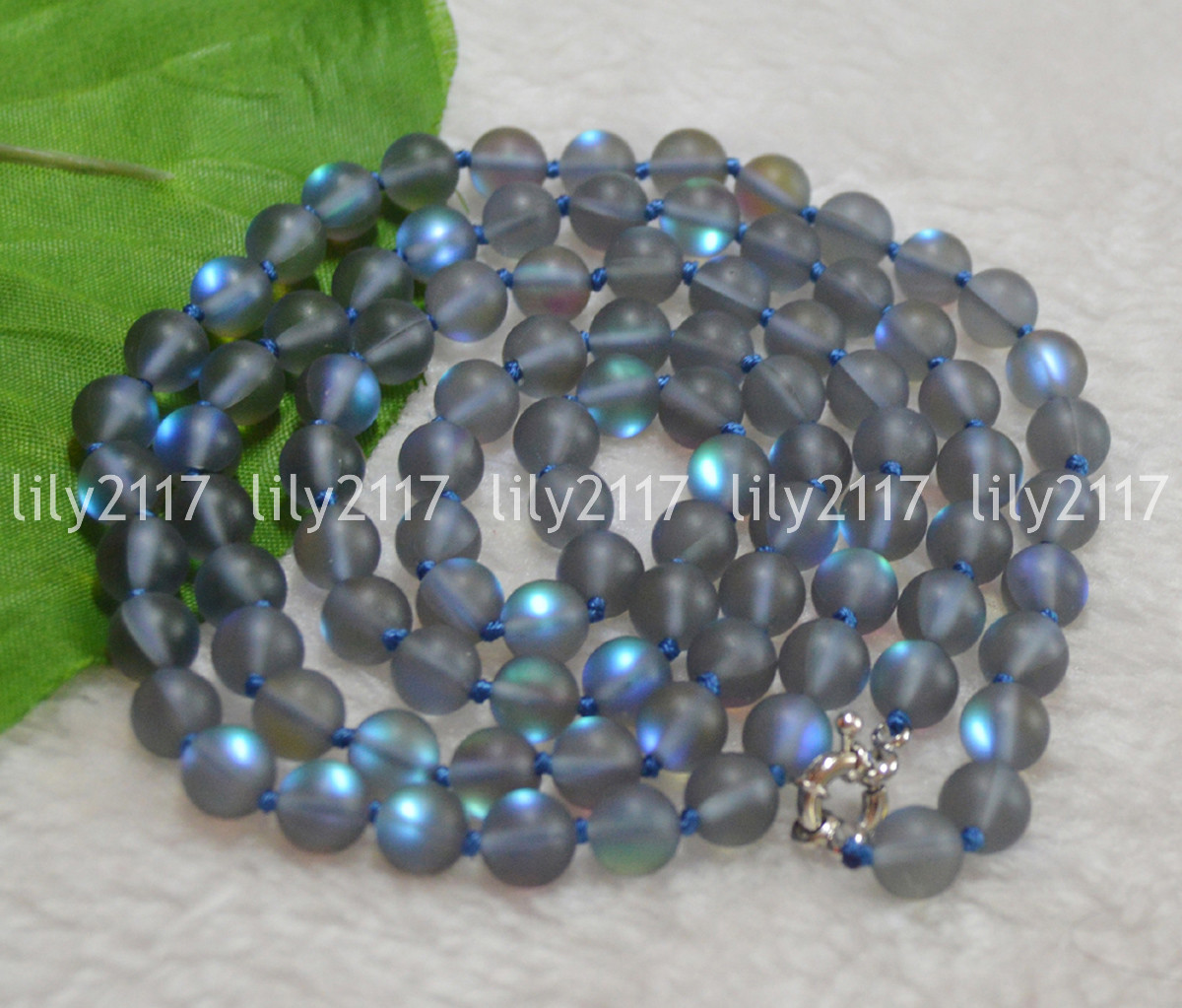Beauty 8mm Gray Gleamy Rainbow Moonstone Round Gems Beads Necklaces 14-100″