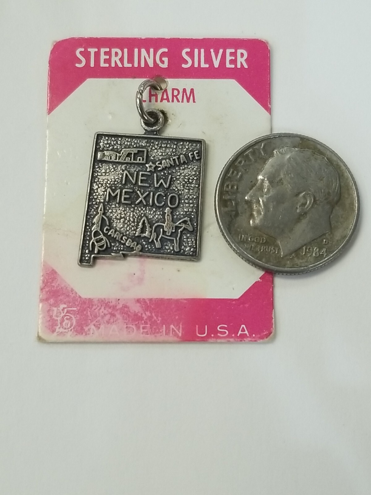 Vintage Sterling Silver State Map Charm, SELECT From 16 different States NOS