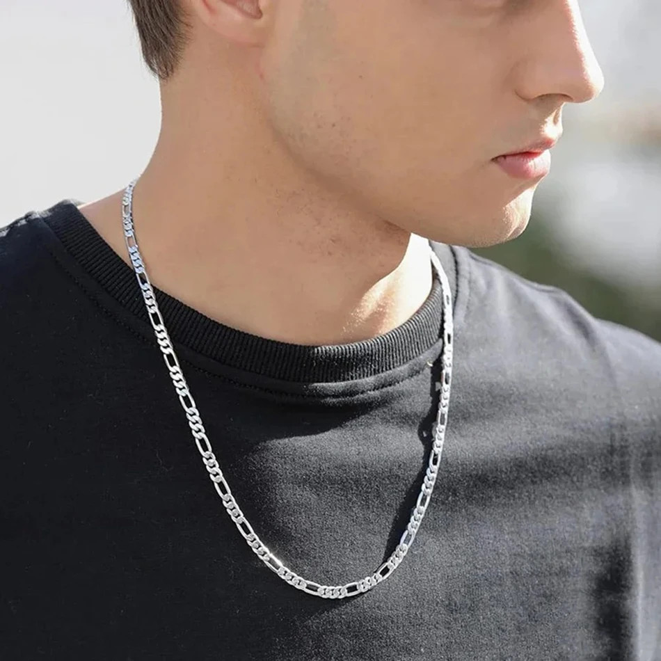 18K Gold Filled Figaro Chain Necklace 4mm 16-30 Inch Unisex Jewelry UK
