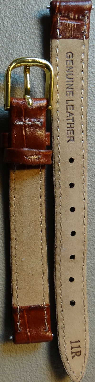 Ladies Brown Simulated Crocodile Genuine Leather Fits Any 11mm Reg Watch Band