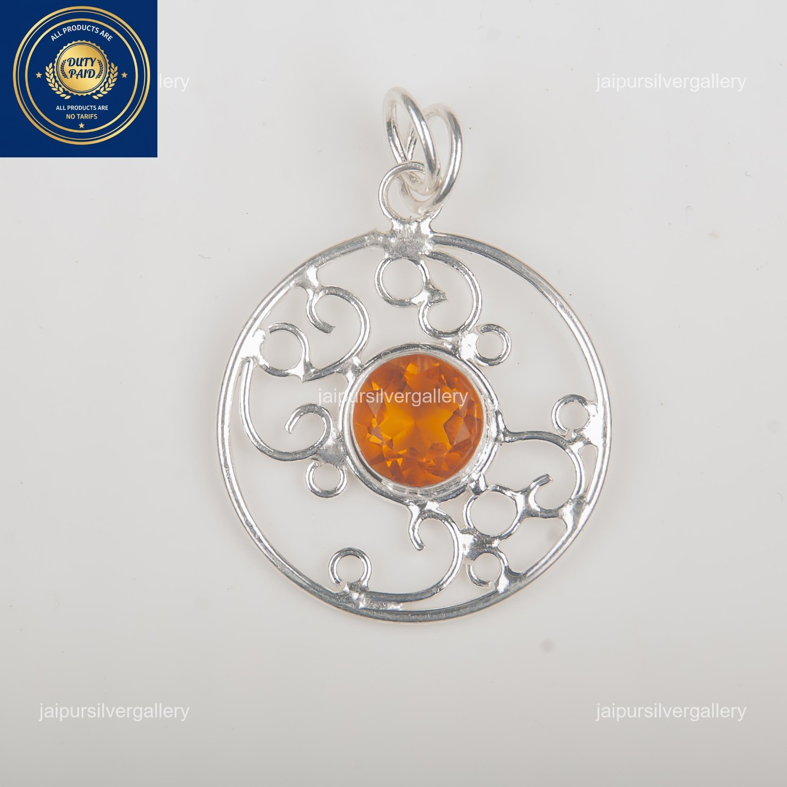 Citrine Gemstone Jewelry 925 Silver Handmade Unique Pendant 1.45″ For Girlfriend