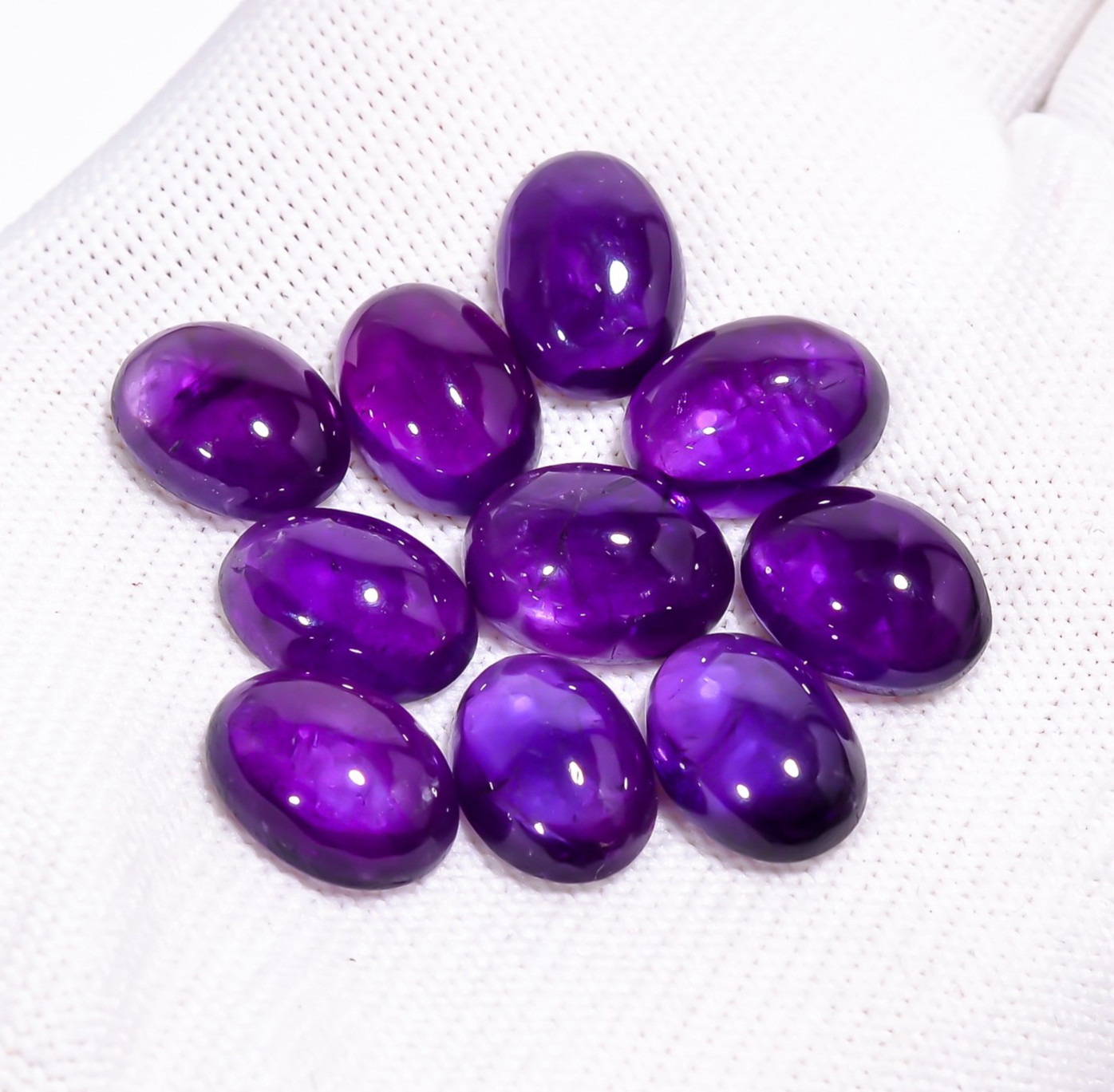 Natural purple Amethyst Oval Shape Gemstone Cabochon 10 Pc Lot 64 Cts 14X10X5 mm