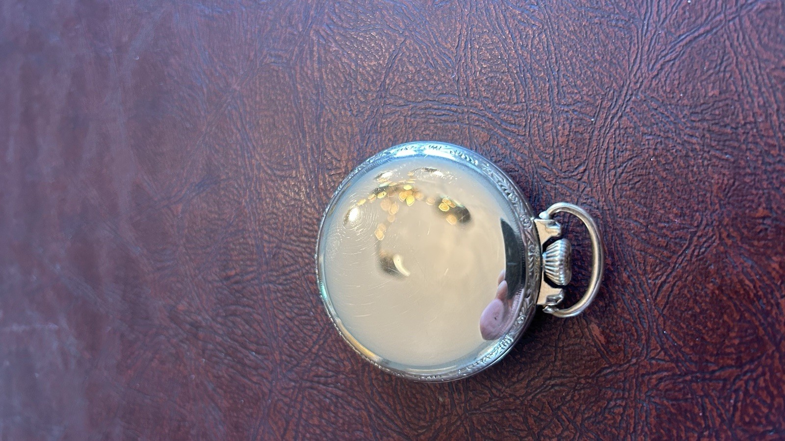 Elgin Open Face Pocket Watch Mechanical Manual Gold Case White Arabic Dial
