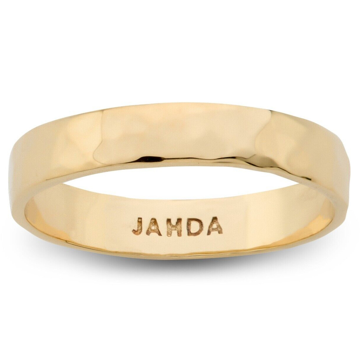 Solid 14K Yellow Gold Hammered Ring 4mm Size 3 – 15 Faceted Stack Band