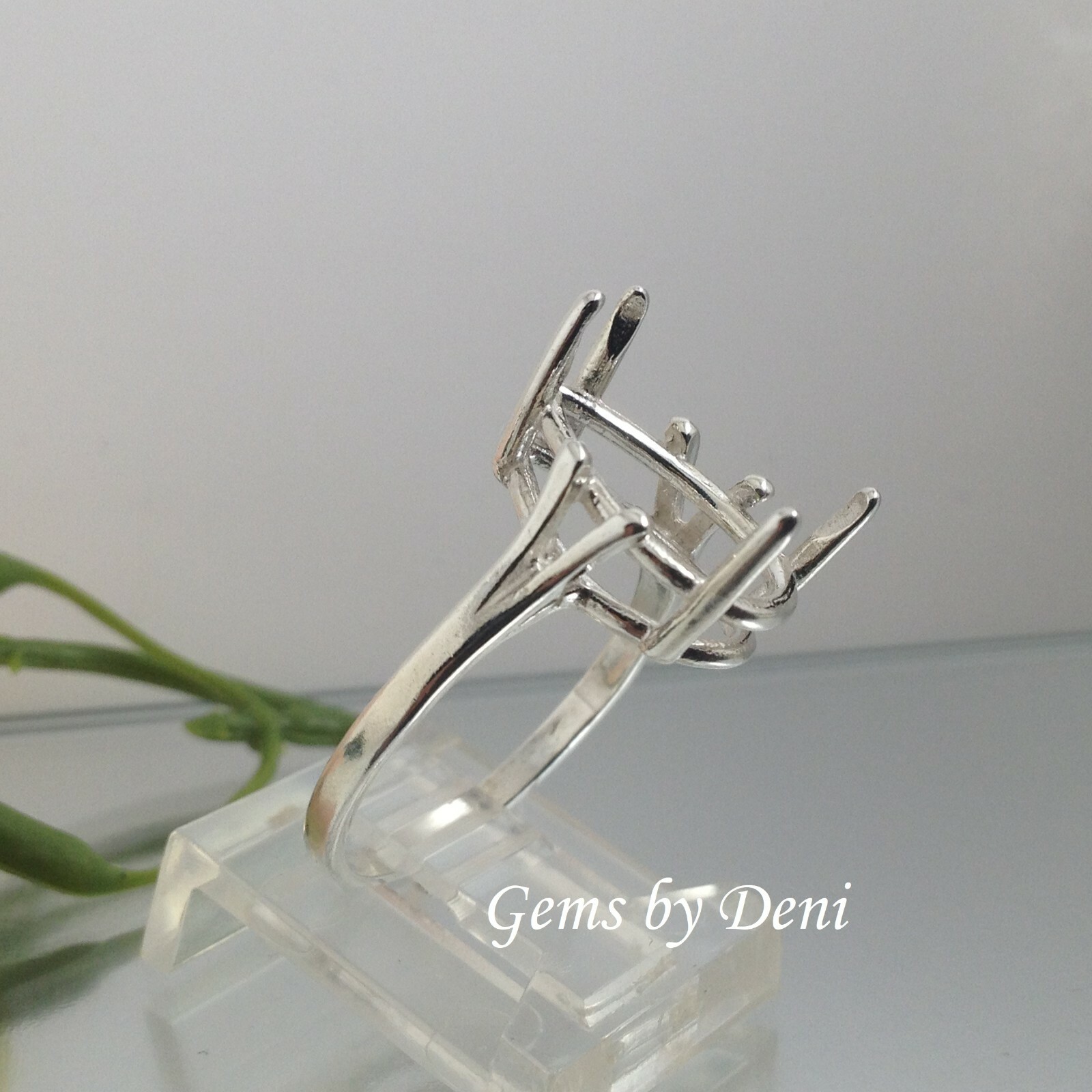 (7×5-20x15mm) Pear Wire Mount Sterling Silver Pre-Notched Ring Setting Size 5-9