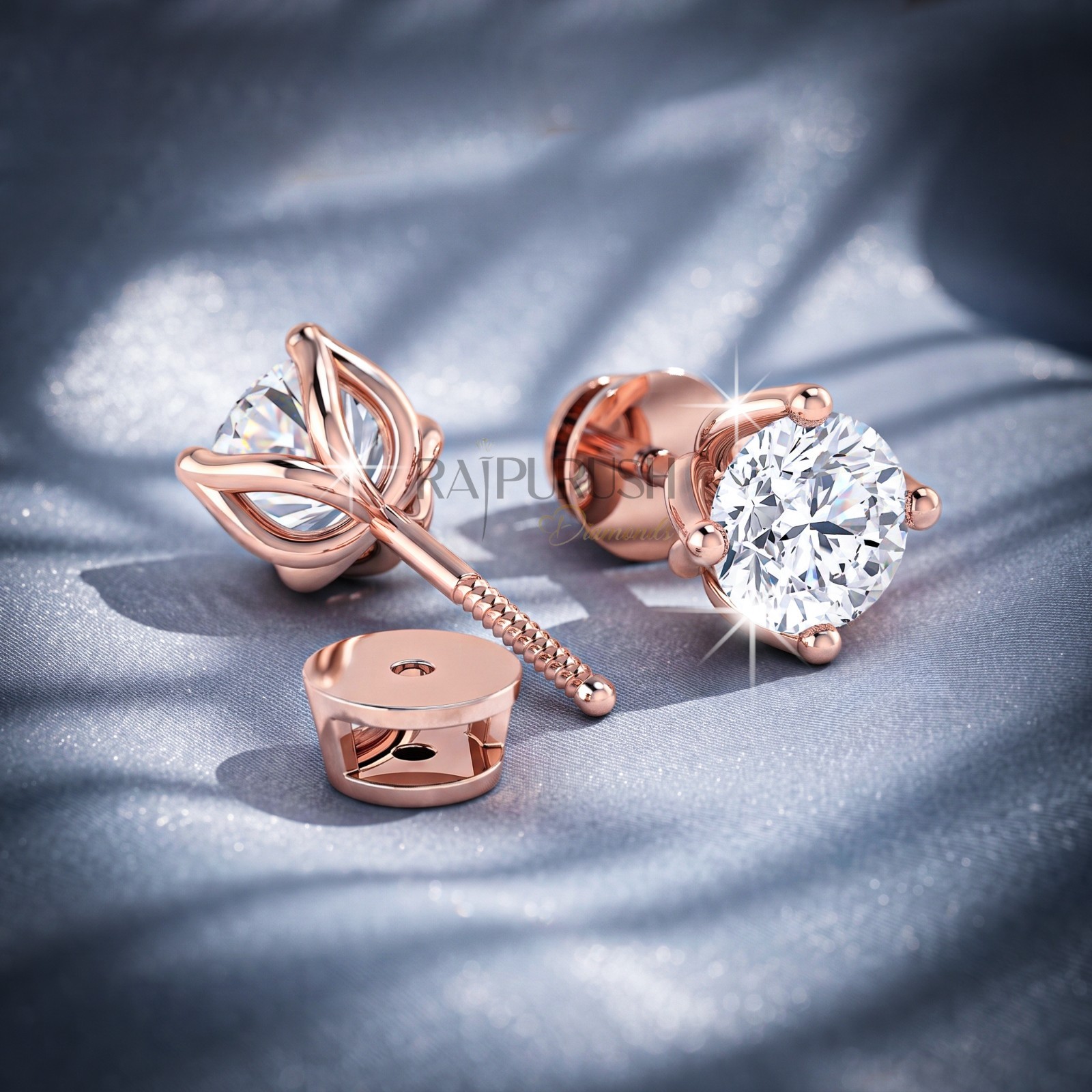 Round Cut Moissanite Solitaire Stud Earrings 925 Silver – Gold/Rose Gold Plated