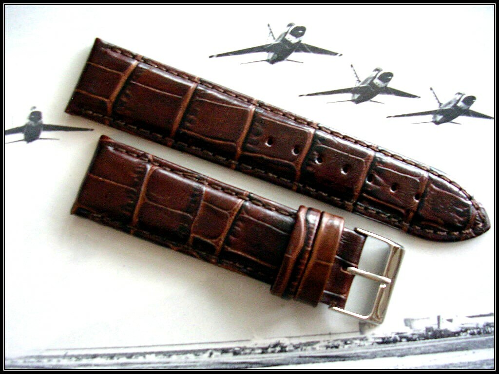 Genuine Crocodile Calf grain watch band strap IW SUISSE 16 17 18 19 20 22 24 USA