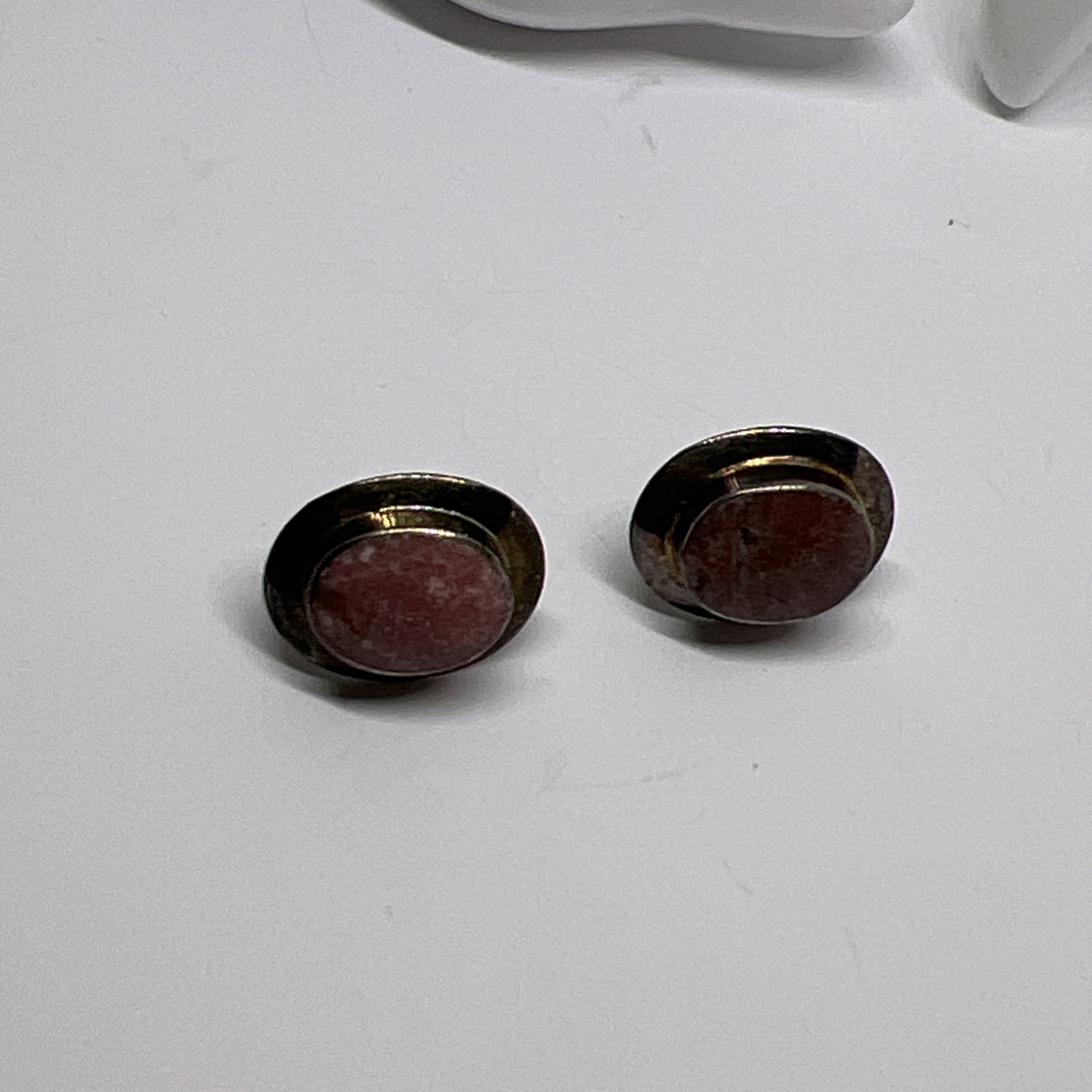 Signed CID 925 Silver Pink Gemstone Earring, Designer Handmade, Size 12 X 15 mm