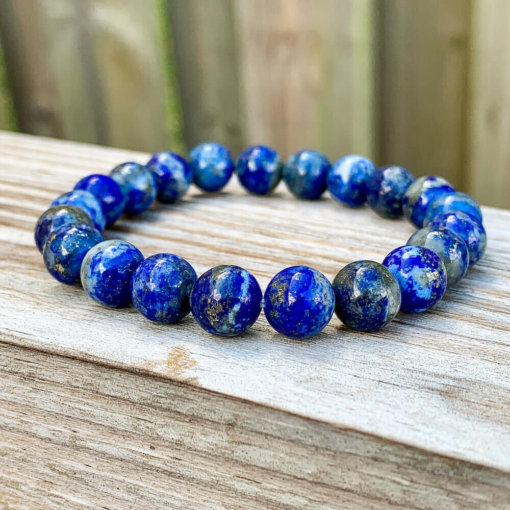 Lapis Lazuli Bracelet 8mm Round Healing Crystal Gemstone Beaded Stretch Bracelet