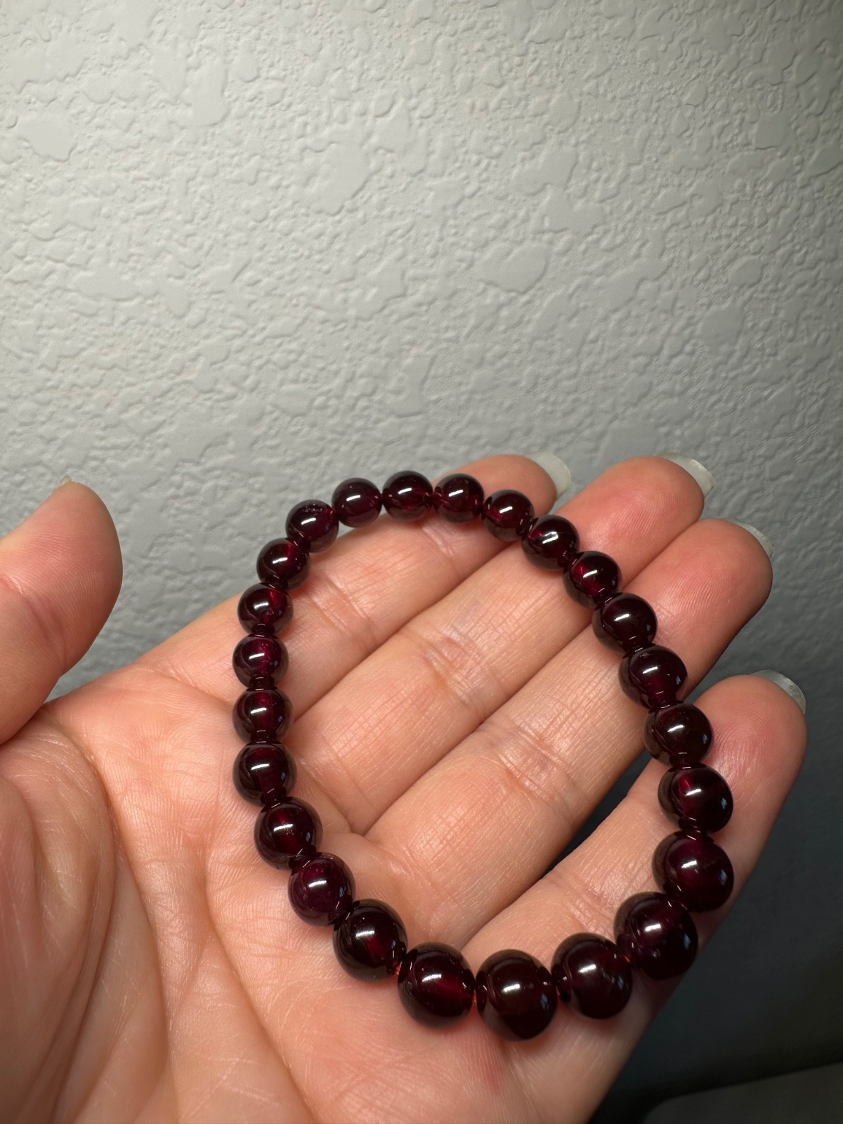 7.8mm Natural Red Garnet Crystal Round Gemstone Beads Stretch Bracelet
