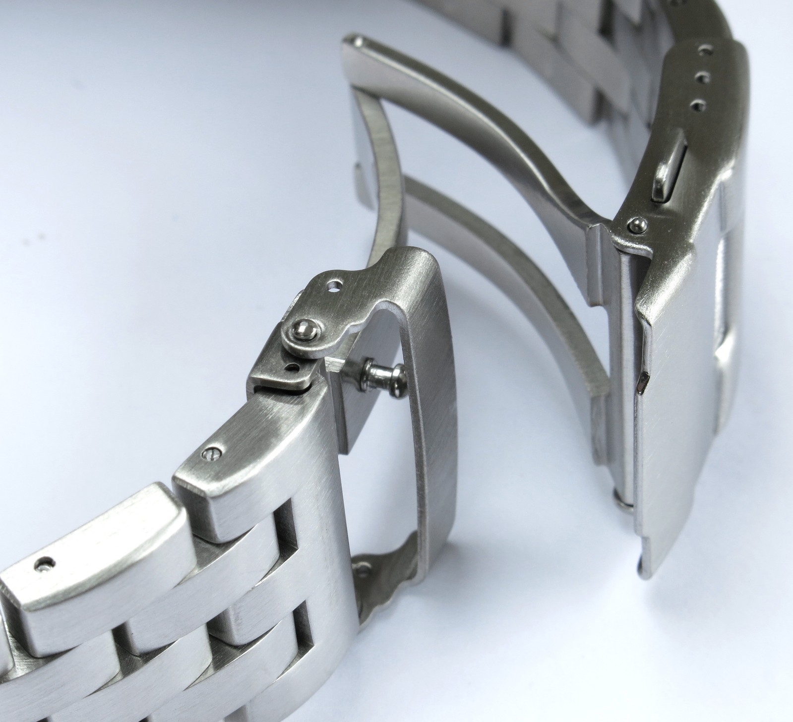 20mm Strait Straight End Brushed Engineer Watch Bracelet, Solid Stainless Steel