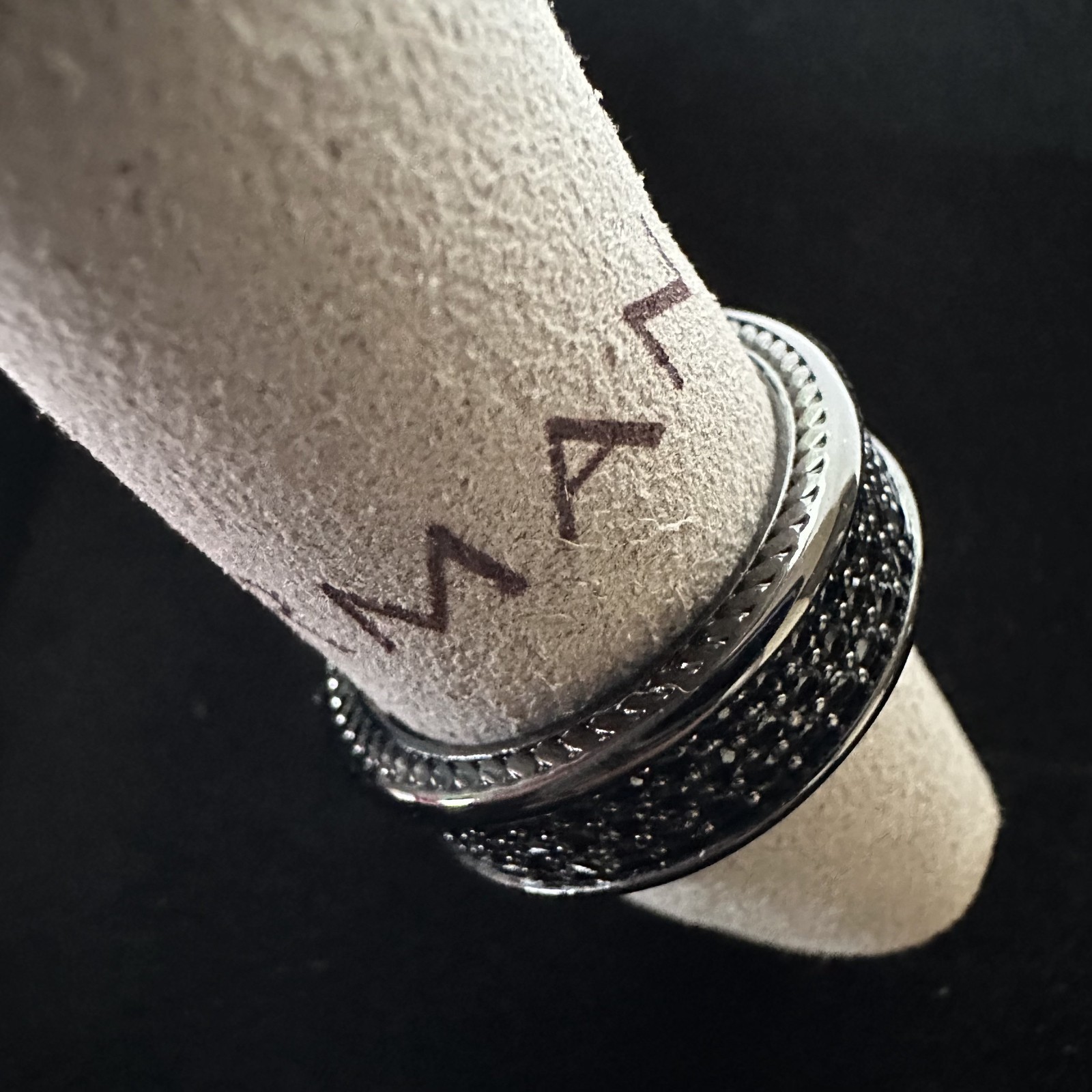 David Yurman ‘Streamline’ Black Diamond Sterling Silver Titanium Ring S.10