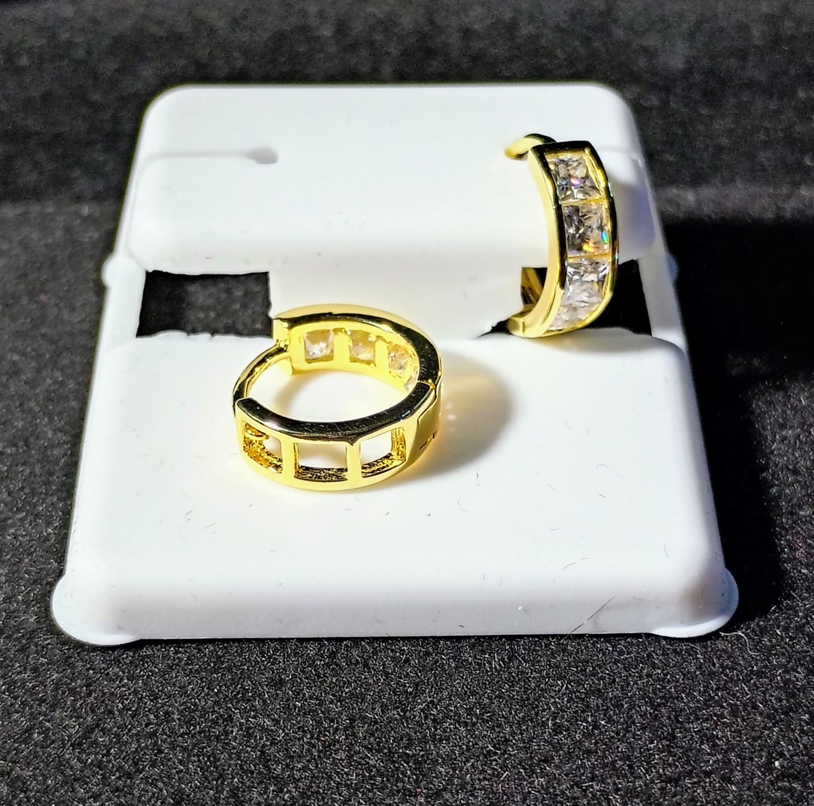 925 Sterling Silver Gold Plated Moissanite Huggie Hoop Earrings 1.50 CTW See Pic