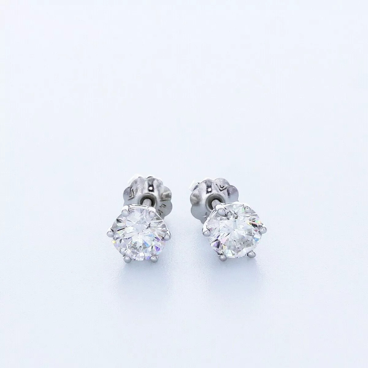 Solid 14K White Gold Stud Earrings Classic 1.25 CT Round Natural Diamond G SI1