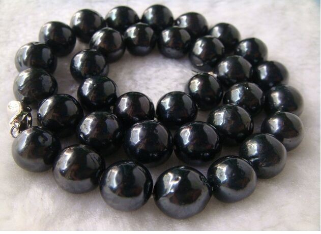 Huge 17″12-15mm Natural South Sea Genuine Dark Black Near Round Pearl Necklace