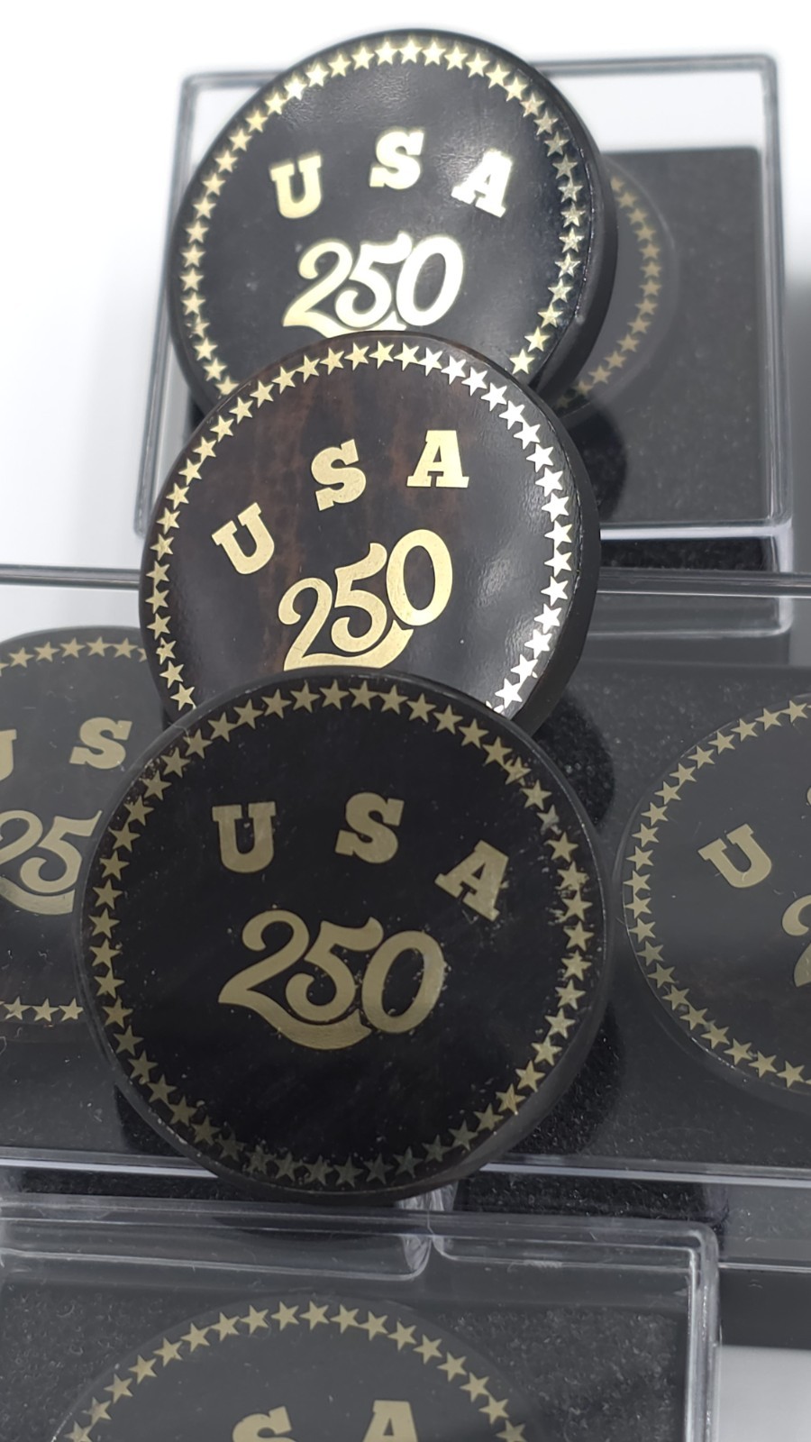 USA 250th Anniversary Obsidian Stone Pin Set OF 5 Badge 1.2″Limited Edition