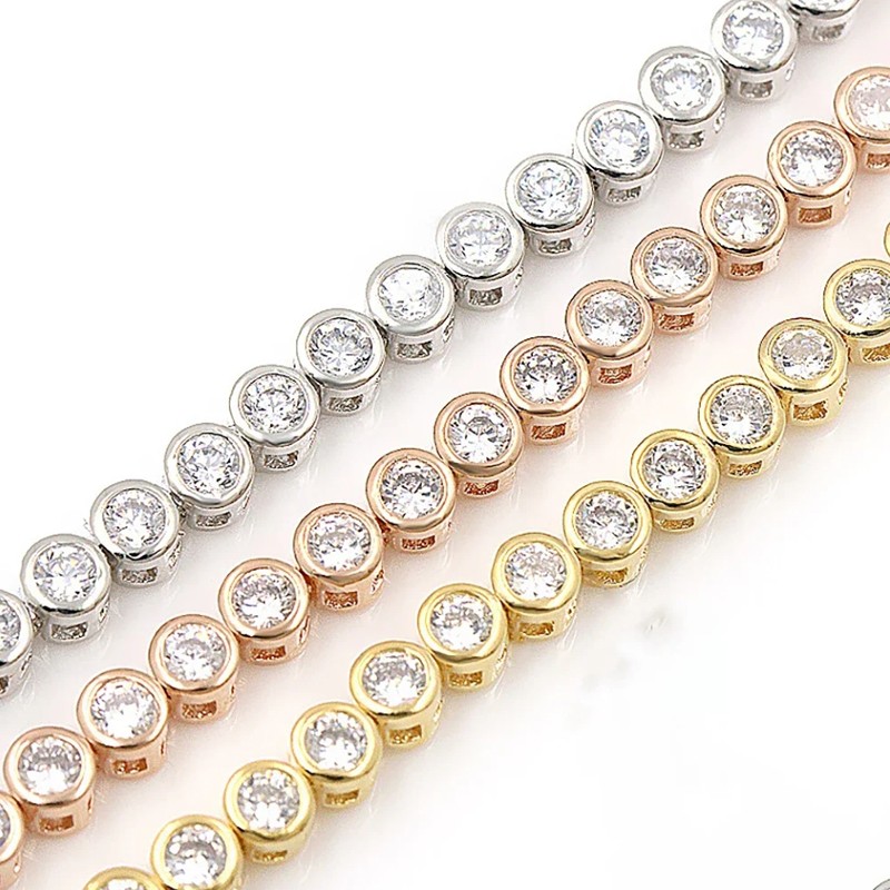 2/3mm Round Cut Moissanite Bubble Bracelet 925 Sterling Silver Chain Pass Tester